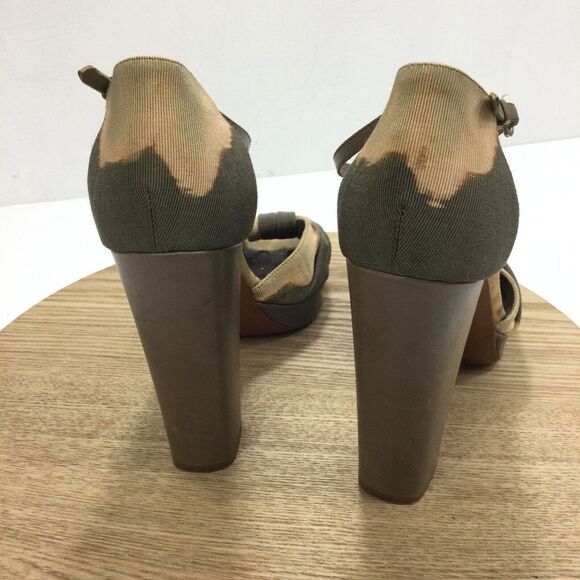 Moschino Olive Green Brown Taupe Cheap & Chic Tie-dye Platform Sandals Size 39 - Picture 10 of 13